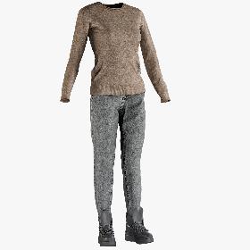 Women's Jeans with Pullover and Boots 3D